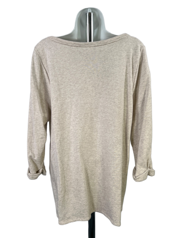 J.Jill Women's Ivory Heathered 3/4 Zip Zipper Accent Pullover Shirt - L image 2