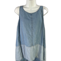 J Jill Denim Women's Blue Two Tone Frayed Trim Sleeveless Shirt - M