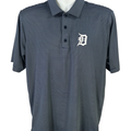 Antigua Men's Blue/White Striped MLB Detroit Tigers Short Sleeve Polo Shirt - M