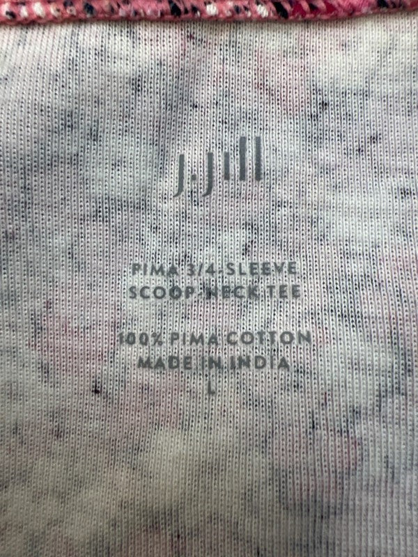 J Jill Women's Pink Floral Scoop Neck 3/4 Sleeve Tee Shirt - L image 3
