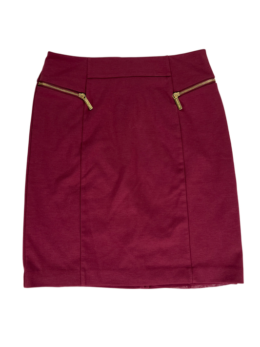 Michael Kors Women's Burgundy Zipper Detail Pencil Skirt - 6