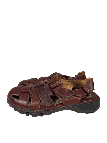 Born Men's Brown Leather Woven Slingback Fisherman Sandals - 11/45 image 5