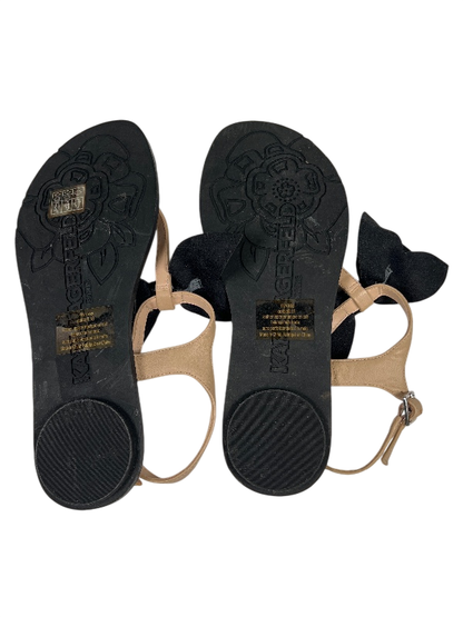 Karl Lagerfeld Women's Taupe/Black Goldie Bow Accent Slingback Sandals - 6 image 7