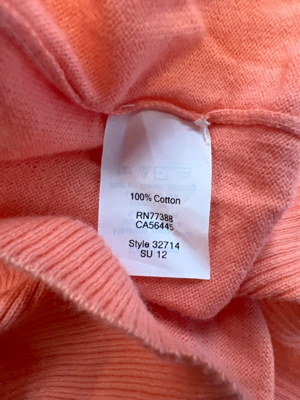 J.Crew Women's Orange/Coral Long Sleeve Thin V-Neck Sweater - M image 4