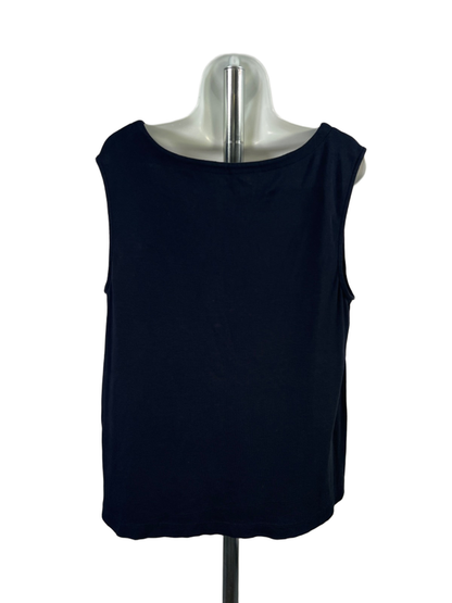 J Jill Women's Navy Blue Rounded V Neck Sleeveless Tank Top - XL image 2