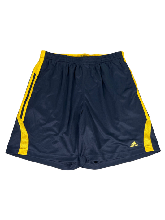 Adidas Men's Blue/Yellow Striped Athletic Training Shorts - XL