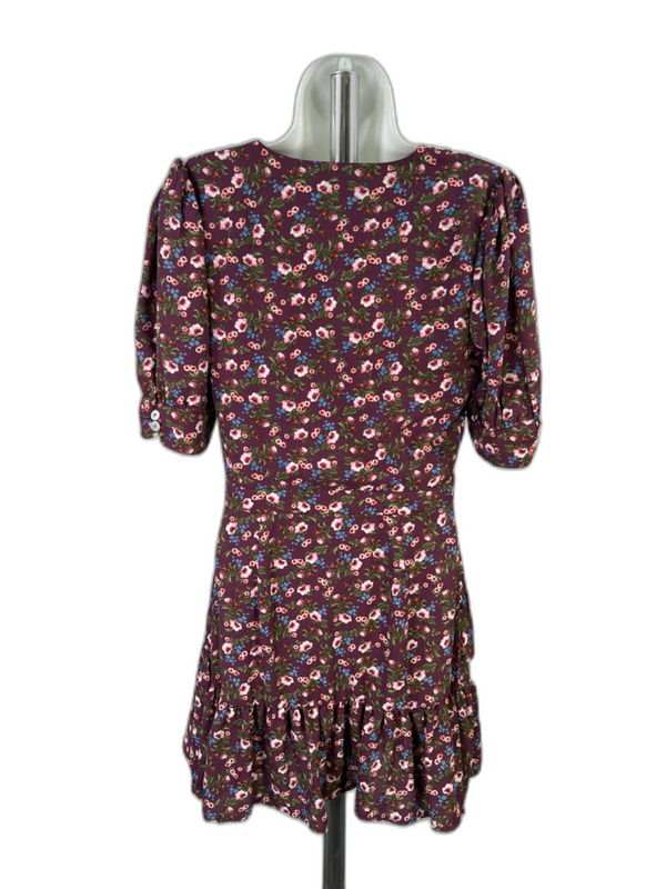 Francesca's Women's Purple Mi Ami Floral Layered Short Sleeve Mini Dress - S image 2