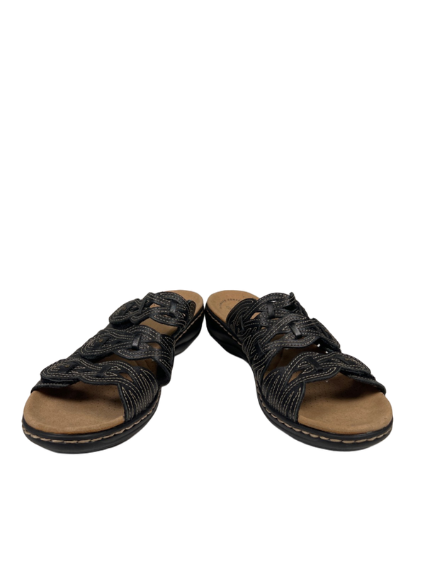 Clarks Collection Women's Black Leisa Faye Strappy Hook-And-Loop Sandals - 9 image 6