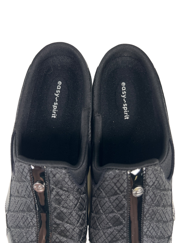 Easy Spirit Women's Black Traveltime Quilted Patent Slip On Clogs - 10 image 3