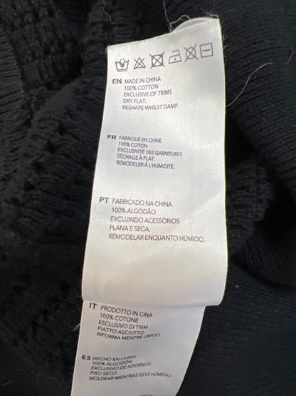 Varley Women's Black Short Sleeve Open Knit V-Neck Sweater - L image 5