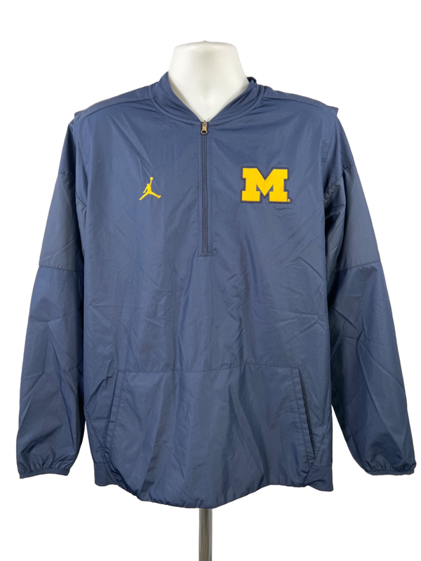 Nike Air Jordan Men's Blue University Of Michigan Vented Windbreaker Jacket - L