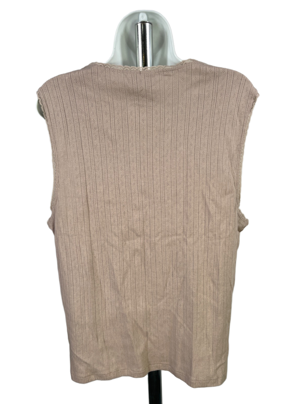 GAP Women's Tan/Taupe Pointelle Lace Trim Sleeveless Shirt - XXL image 2