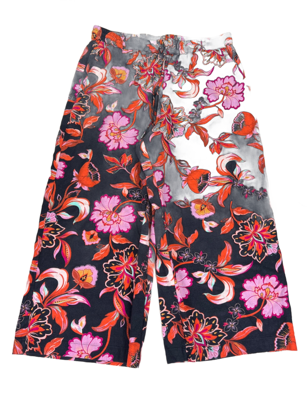 Laundry by Shelli Segal Womens Blue Floral Linen Blend Wide Cropped Leg Pants -L image 5
