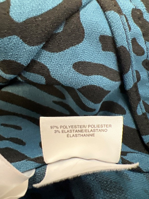 Anne Klein Women's Blue/Black Animal Print Full Zip Peplum Jacket - 4 image 4