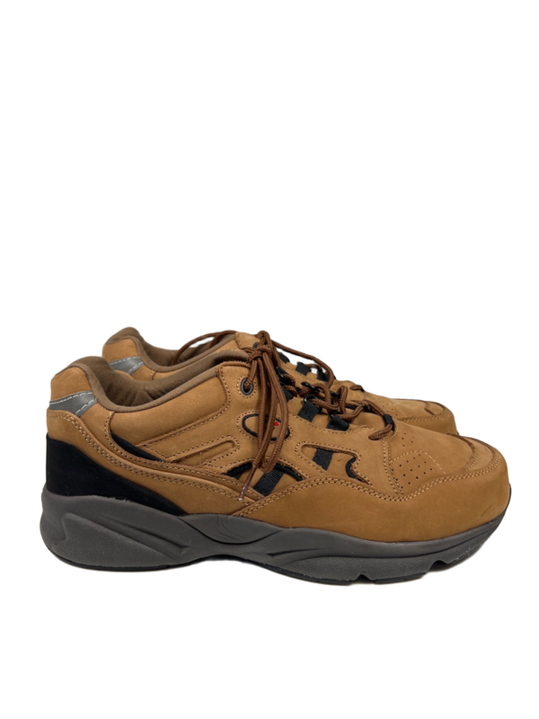 Propet Men's Brown Suede Stabillity Walker Lace Up Walking Sneakers - 11