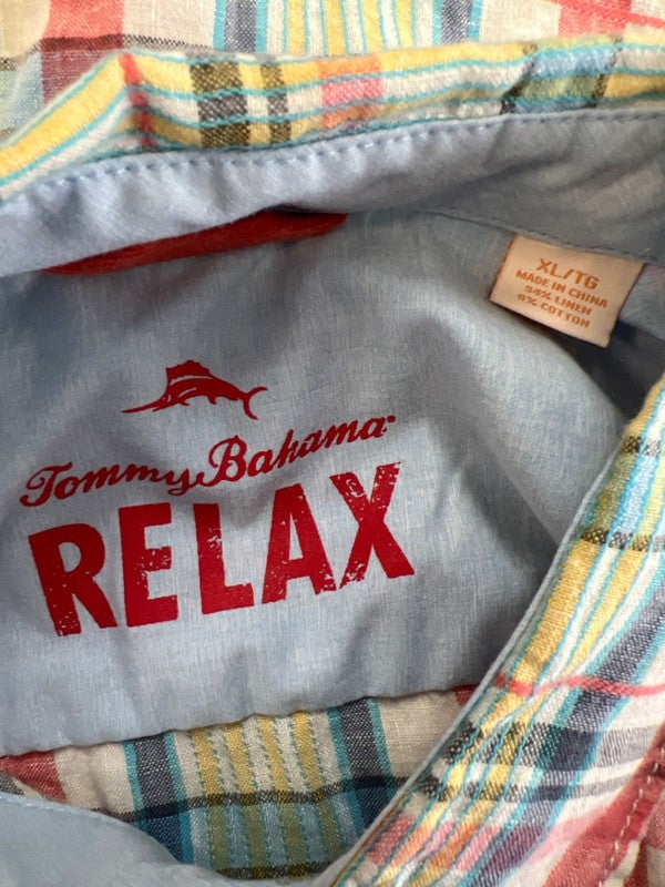 Tommy Bahama Men's Multicolor Relax Plaid Linen Blend Button Up Shirt - XL image 3