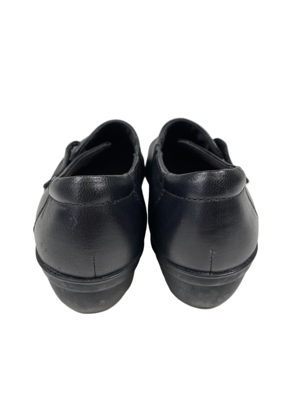 Clarks Women's Black Leather Soft Cushion Slip On Shoes - 7 image 4