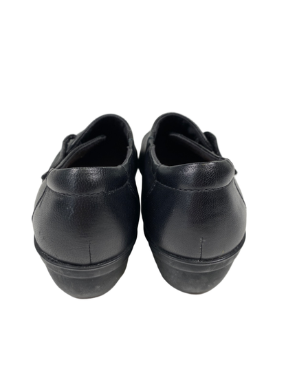 Clarks Women's Black Leather Soft Cushion Slip On Shoes - 7 image 4