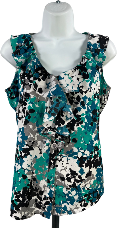 Banana Republic Women’s Blue Ruffle Front Button Up Sleeveless Blouse - S