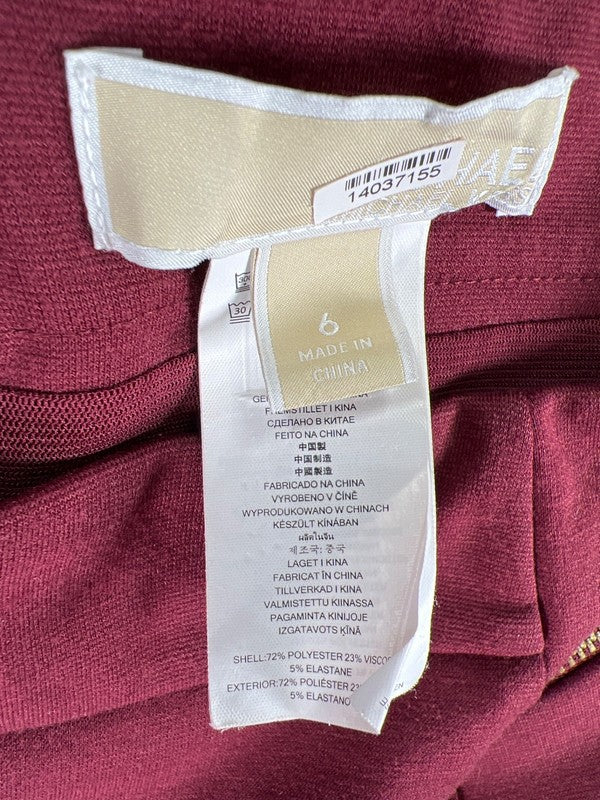 Michael Kors Women's Burgundy Zipper Detail Pencil Skirt - 6 image 3