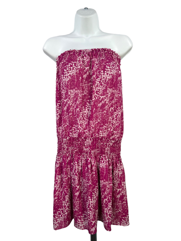 Ramy Brook Women's Purple Silk Printed Bart Strapless Mini Dress - L