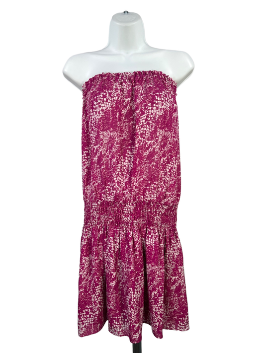 Ramy Brook Women's Purple Silk Printed Bart Strapless Mini Dress - L