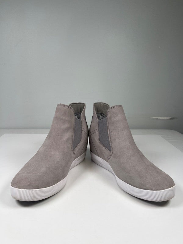 Sorel Women's Gray Leather Out N About II Slip On Wedge Ankle Booties - 9 image 6