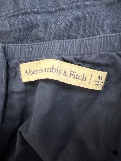 Abercrombie & Fitch Women's Blue Linen Blend Halter Open Back Overall Dress - M image 3