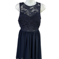 City Studio Women's Blue Lace Metallic Mesh Mini Dress - 3
