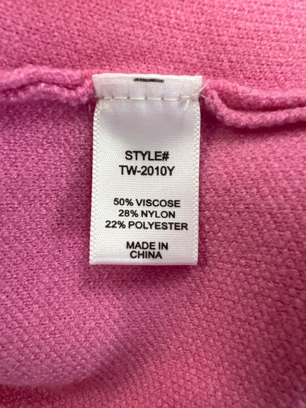 Zenana Women's Pink Crewneck Angel Wing Elbow Sleeve Sweater - S image 4