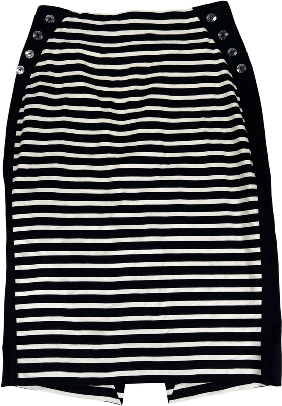White House Black Market Womens Black/White Striped Zip Close Straight Skirt - 2