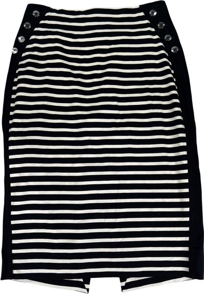 White House Black Market Womens Black/White Striped Zip Close Straight Skirt - 2