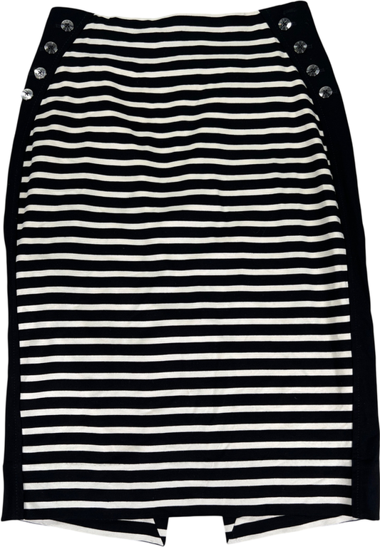 White House Black Market Womens Black/White Striped Zip Close Straight Skirt - 2