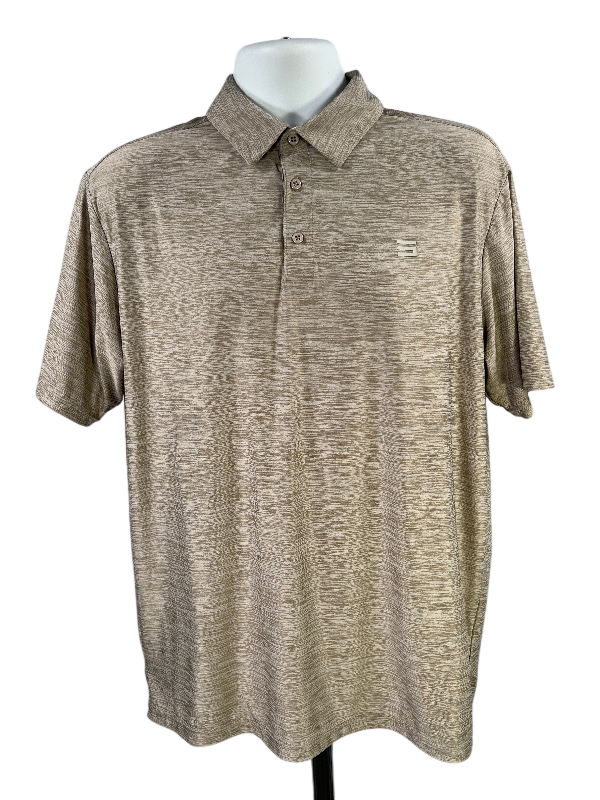 Three Sixty Six Men's Beige Heather Short Sleeve Athletic Polo - L