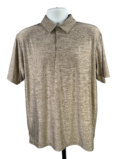 Three Sixty Six Men's Beige Heather Short Sleeve Athletic Polo - L