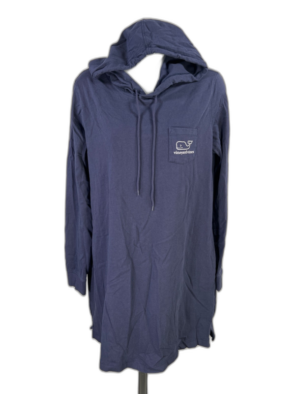 Vineyard Vines Women's Blue Graphic Whale Hooded Beach Cover Up Dress - M