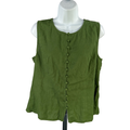 Banana Republic Women's Green Linen Blend Button Up Tie Back Sleeveless Top - 12