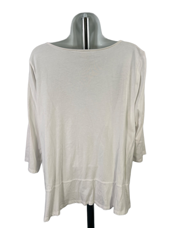 J. Jill Pure Women's White 3/4 Sleeve Boat Neck T-Shirt - L image 2