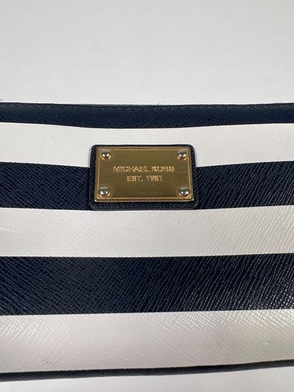 Michael Kors Women's Blue Striped Saffiano Leather Zip Around Wristlet Wallet image 7