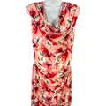 White House Black Market Women's Pink Floral Cowl Neck Midi Sheath Dress - M