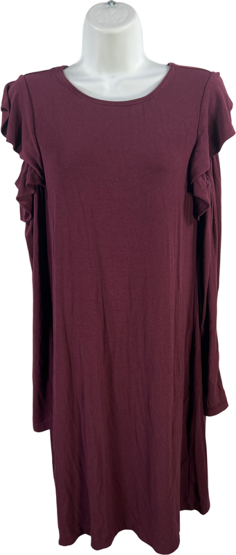 White House Black Market Women’s Burgundy Cold Shoulder Shirt Dress - S