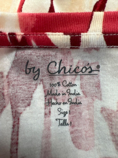 Chico's Women's Red Cotton V Neck 3/4 Sleeve Shirt - 1/US 8 image 3