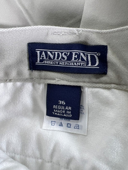Lands End Men's Sandstone/Beige Cuffed Leg Pleated Dress Pants - 36x29 image 3