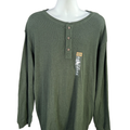 The Foundry Men's Green Waffle Knit Long Sleeve Henley Shirt - 2XL