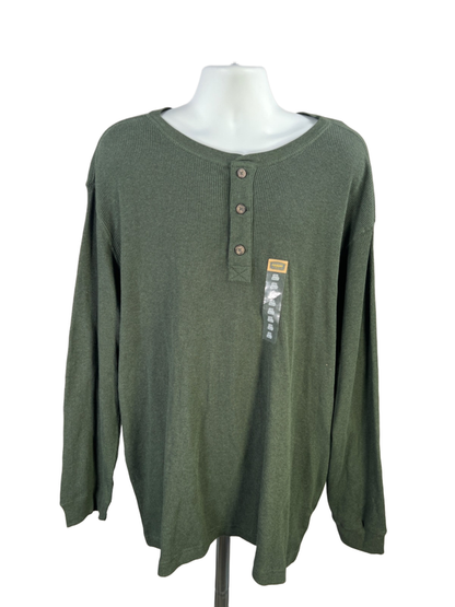 The Foundry Men's Green Waffle Knit Long Sleeve Henley Shirt - 2XL