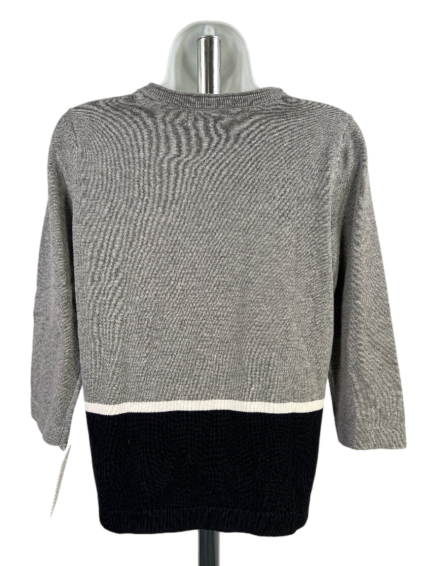Croft and Barrow Women's Gray/Black Colorblock  3/4 Sleeve Sweater - XS image 2