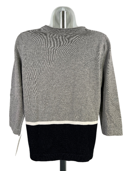 Croft and Barrow Women's Gray/Black Colorblock  3/4 Sleeve Sweater - XS image 2