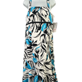 R and K Women's White/Blue Floral Adjustable Strap Sundress - 10