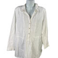 J. Jill Women’s White 100% Cotton Boho Style 1/2 Button Blouse - Petite L