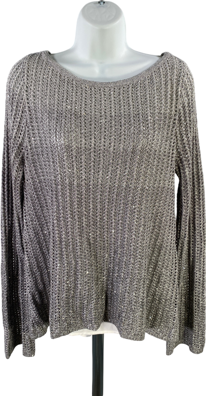 White House Black Market Women’s Gray Sequin Lined Sweater - M